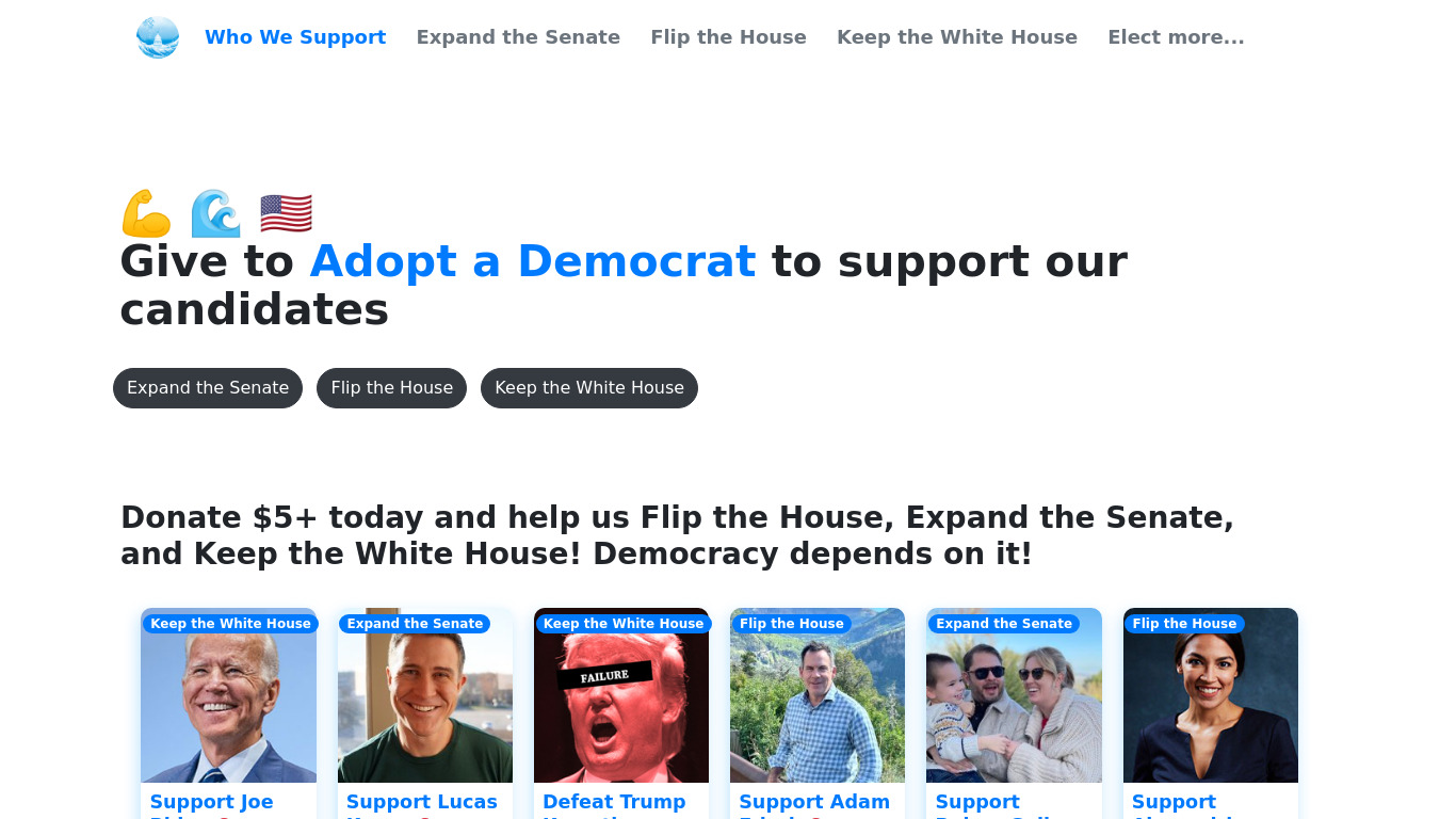 Adopt a Democrat Landing page