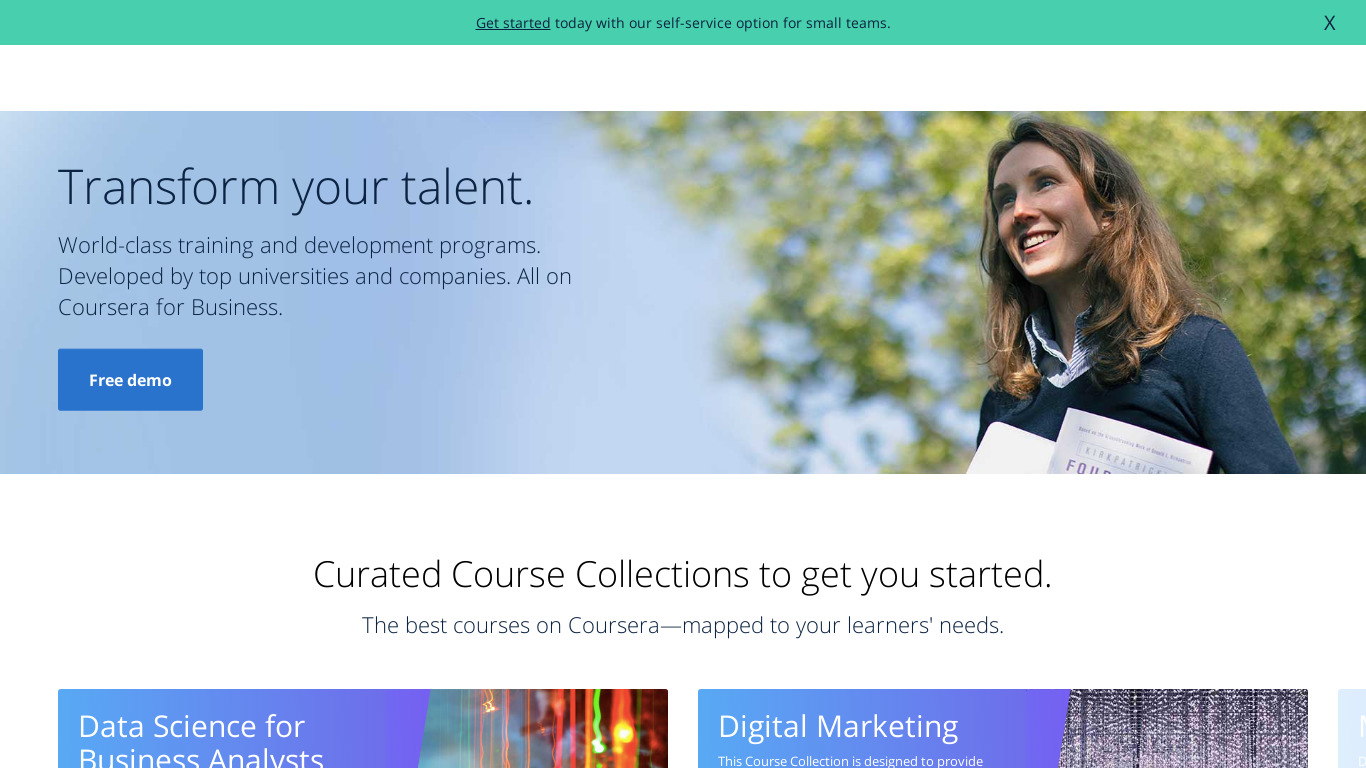 Coursera for Business Landing page