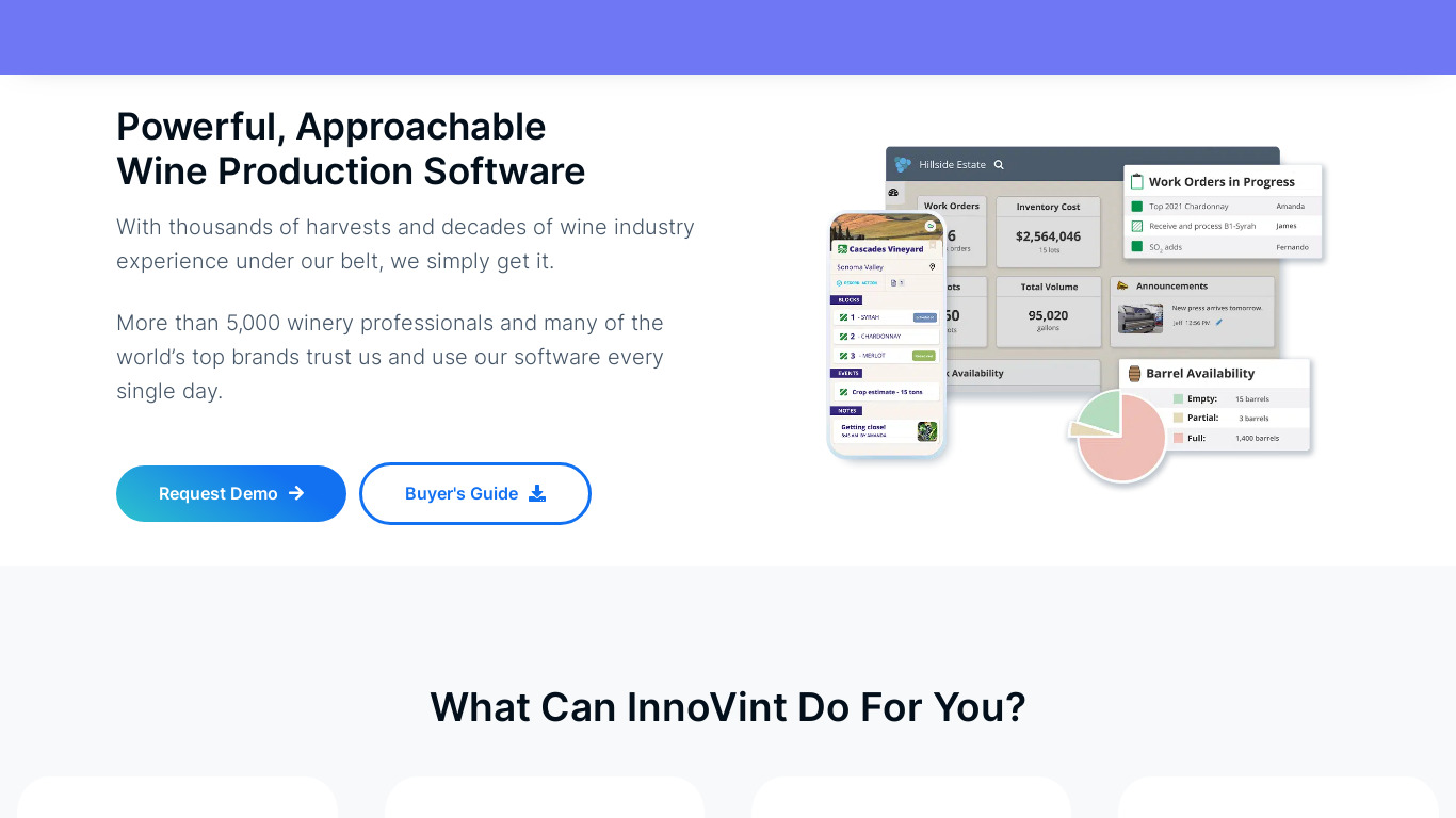 InnoVint Landing page