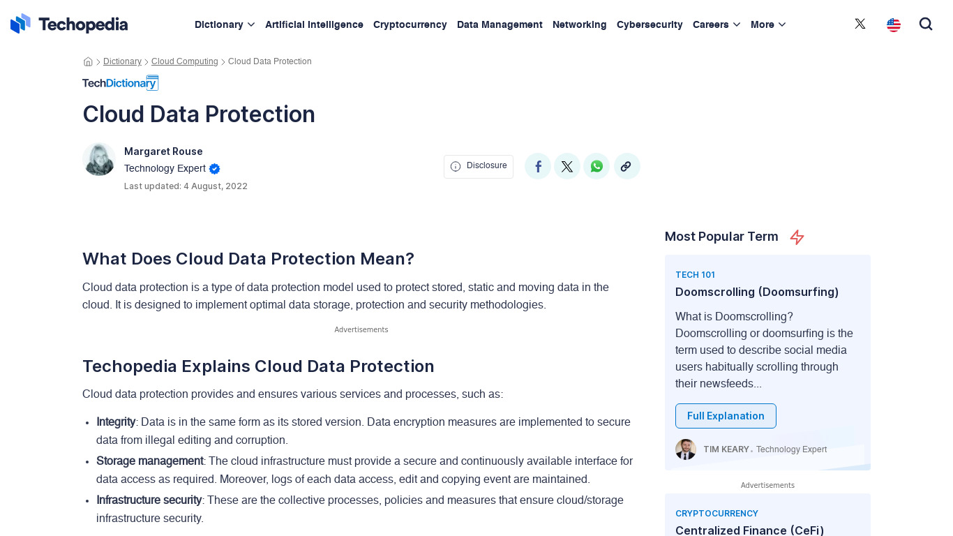 Cloud Data Protection Landing page