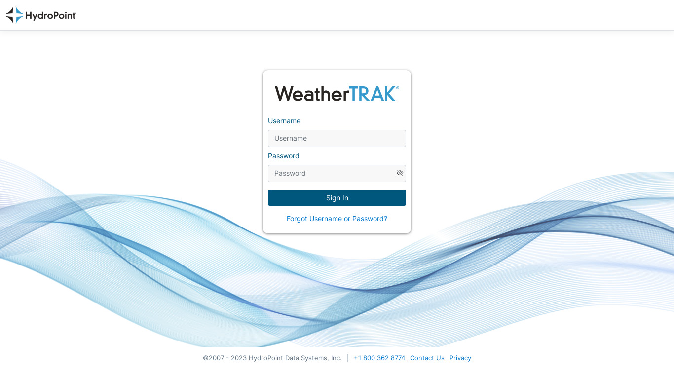 WeatherTRAK Landing page
