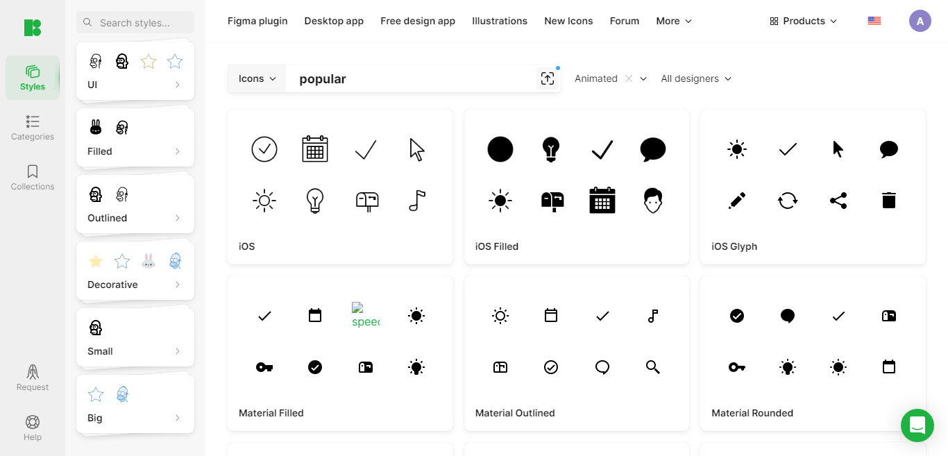 Animated Icons from Icons8 Landing page