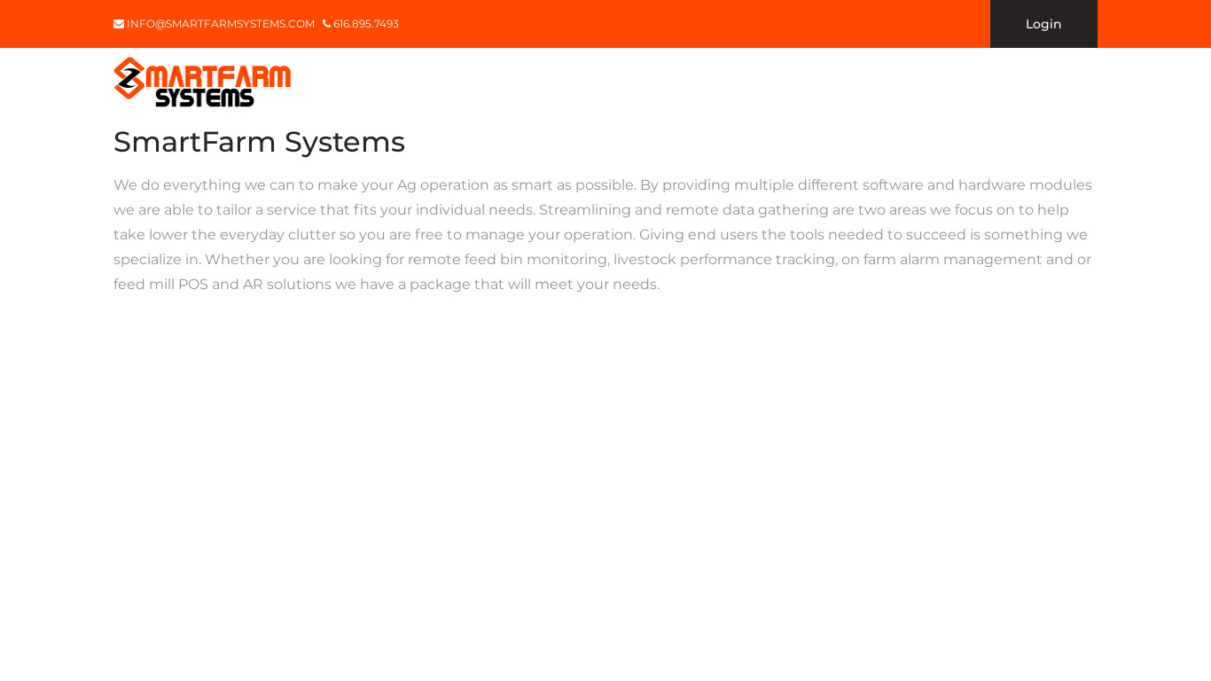 Smart Farm Systems Landing page