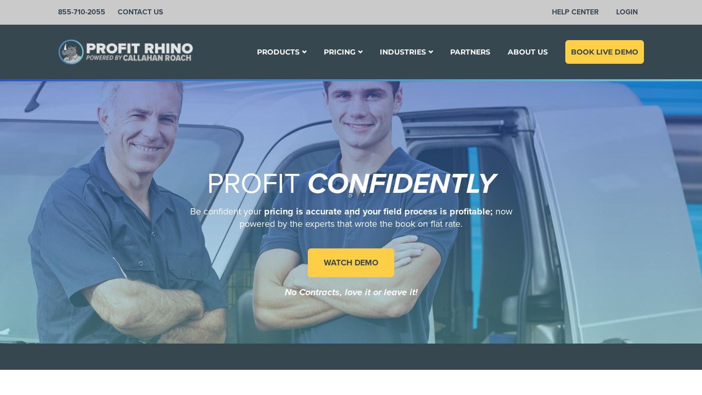 Profit Rhino Landing page
