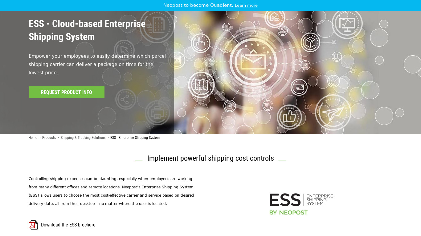 NeoPost ESS Landing page