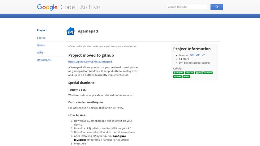 aGamepad Landing Page