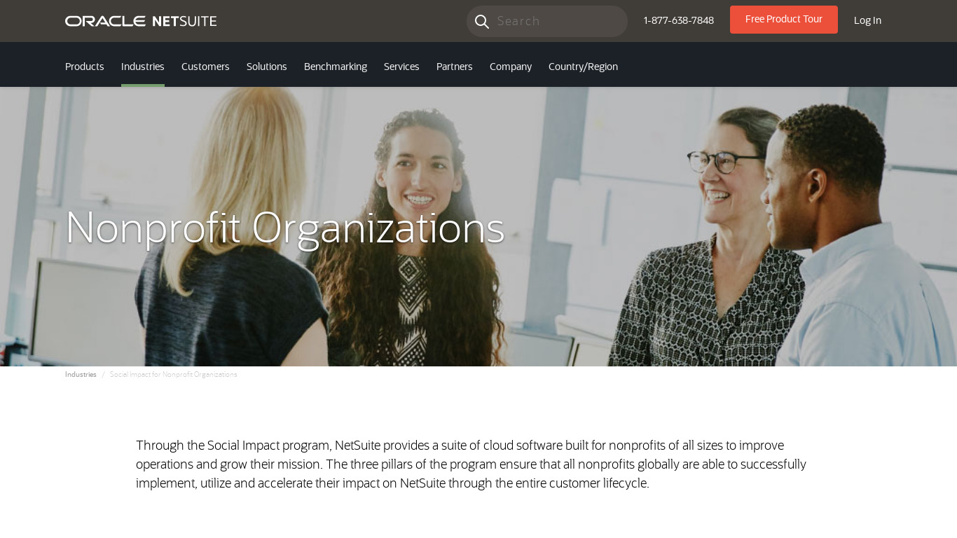 NetSuite for Nonprofits Landing page