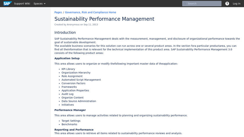 SAP Sustainability Performance Management Landing Page