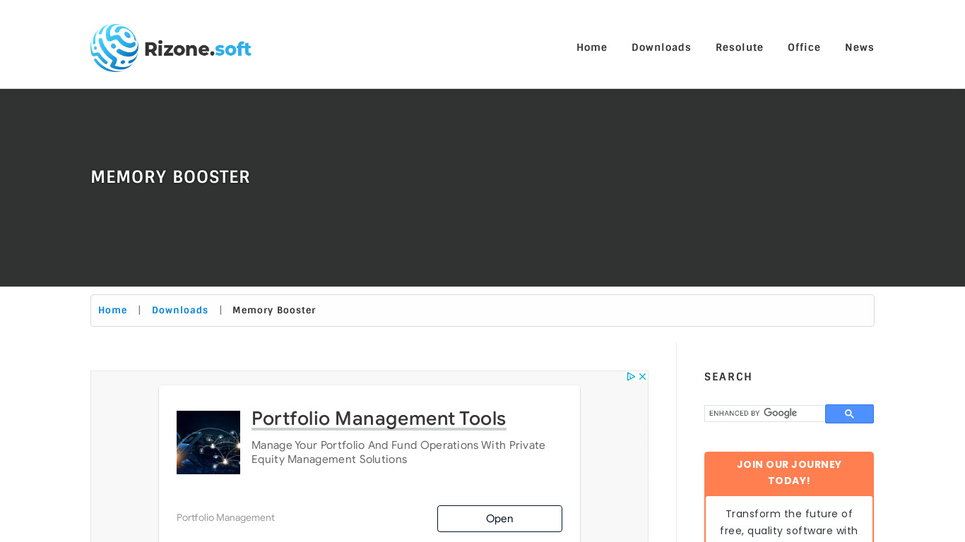 Datum Memory Booster Landing page