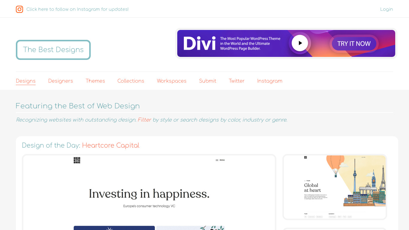 The Best Designs Landing page