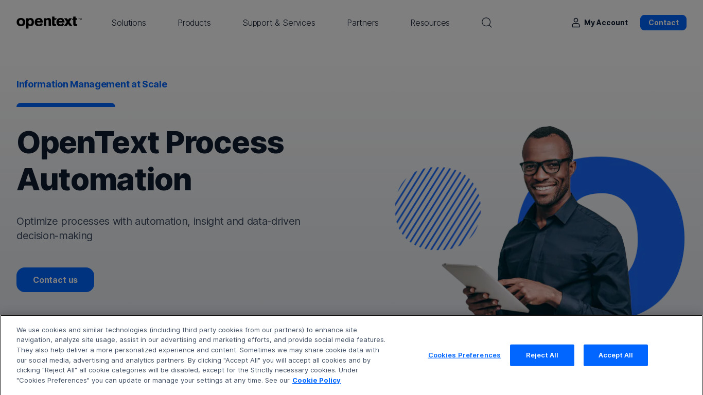 OpenText ProVision Landing page