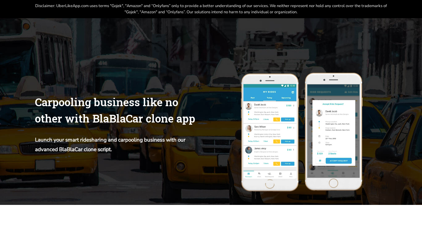 BlaBlaCar Clone by UberLikeApp Landing page