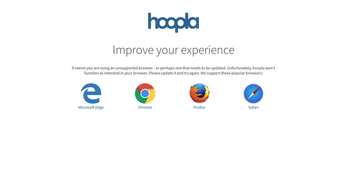 Hoopla Digital Landing page