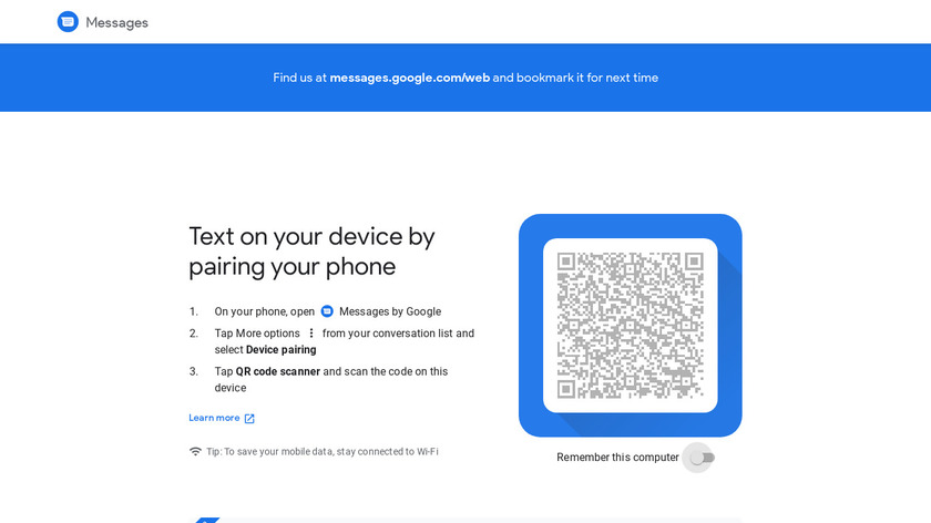 Android Messages Landing Page