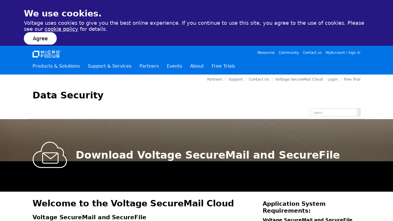 Voltage SecureMail Landing page