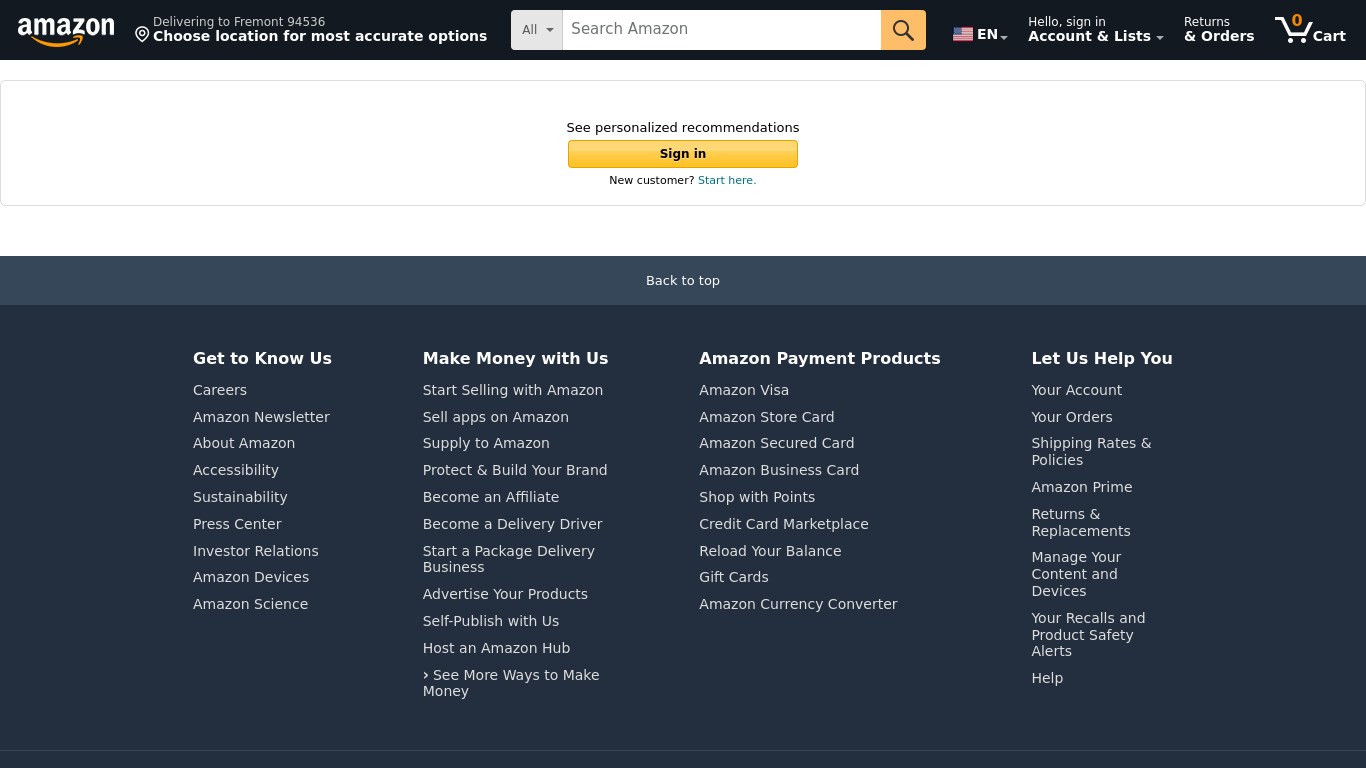 Amazon Allowance Landing page