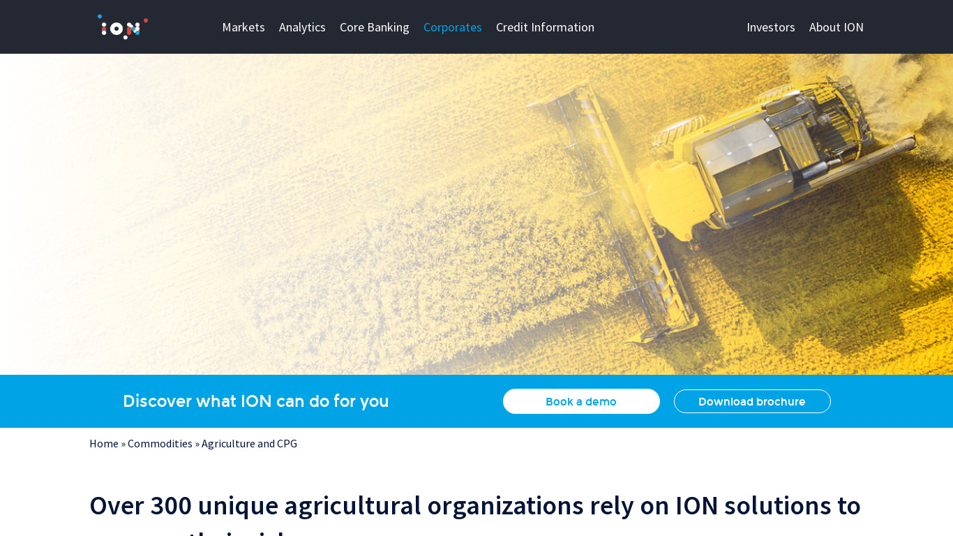 Commodity XL for Agriculture Landing page