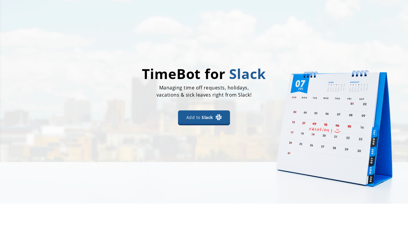 Timebot Landing page