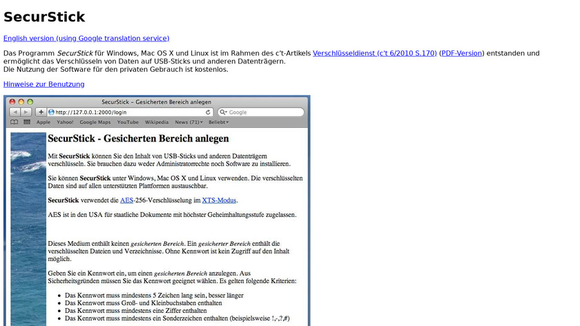 SecurStick Landing Page