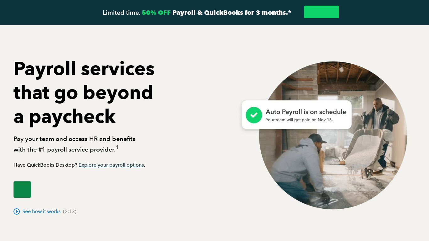 Quickbooks Payroll Landing page