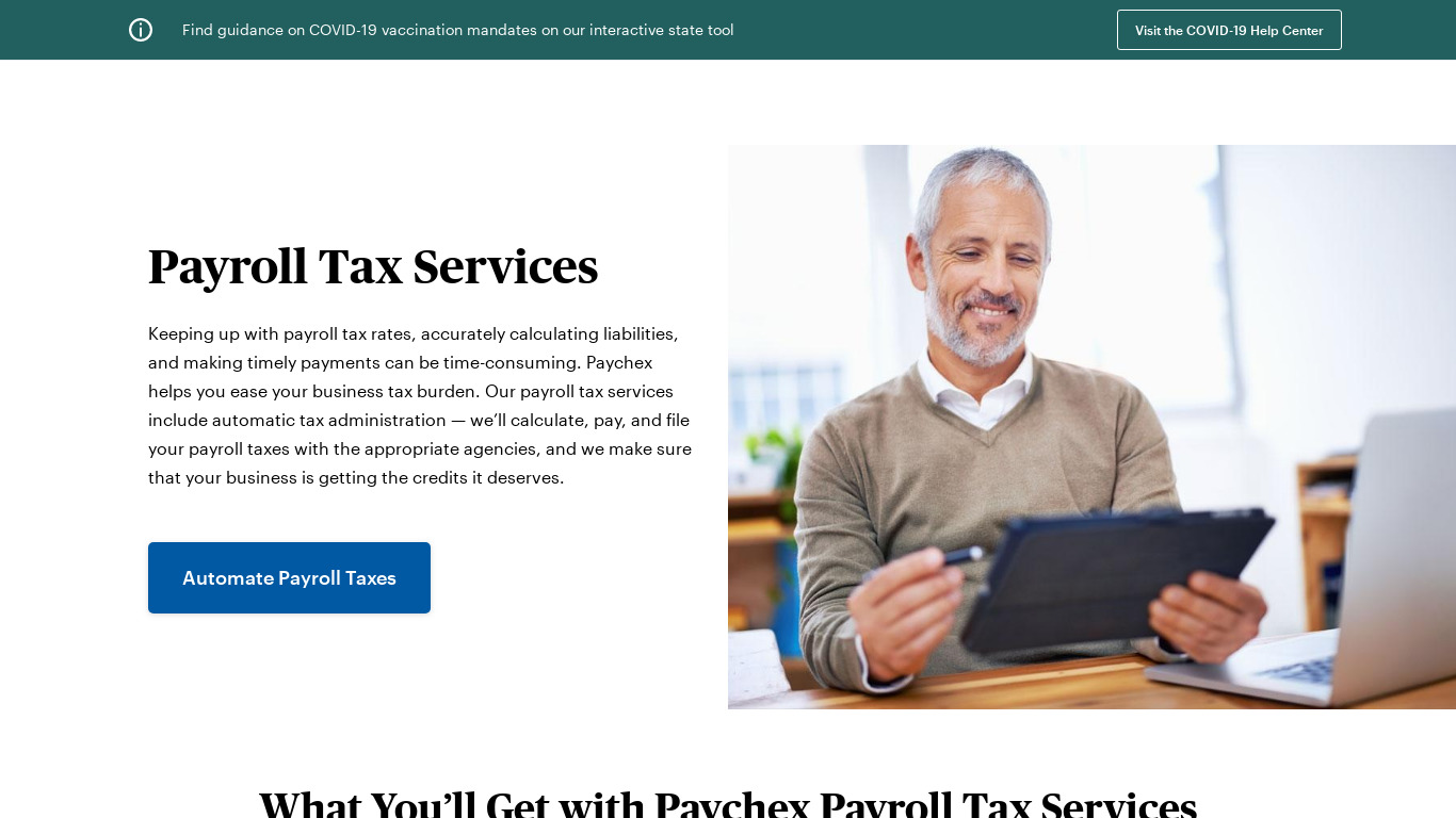 Paychex Tax Credit Services Landing page