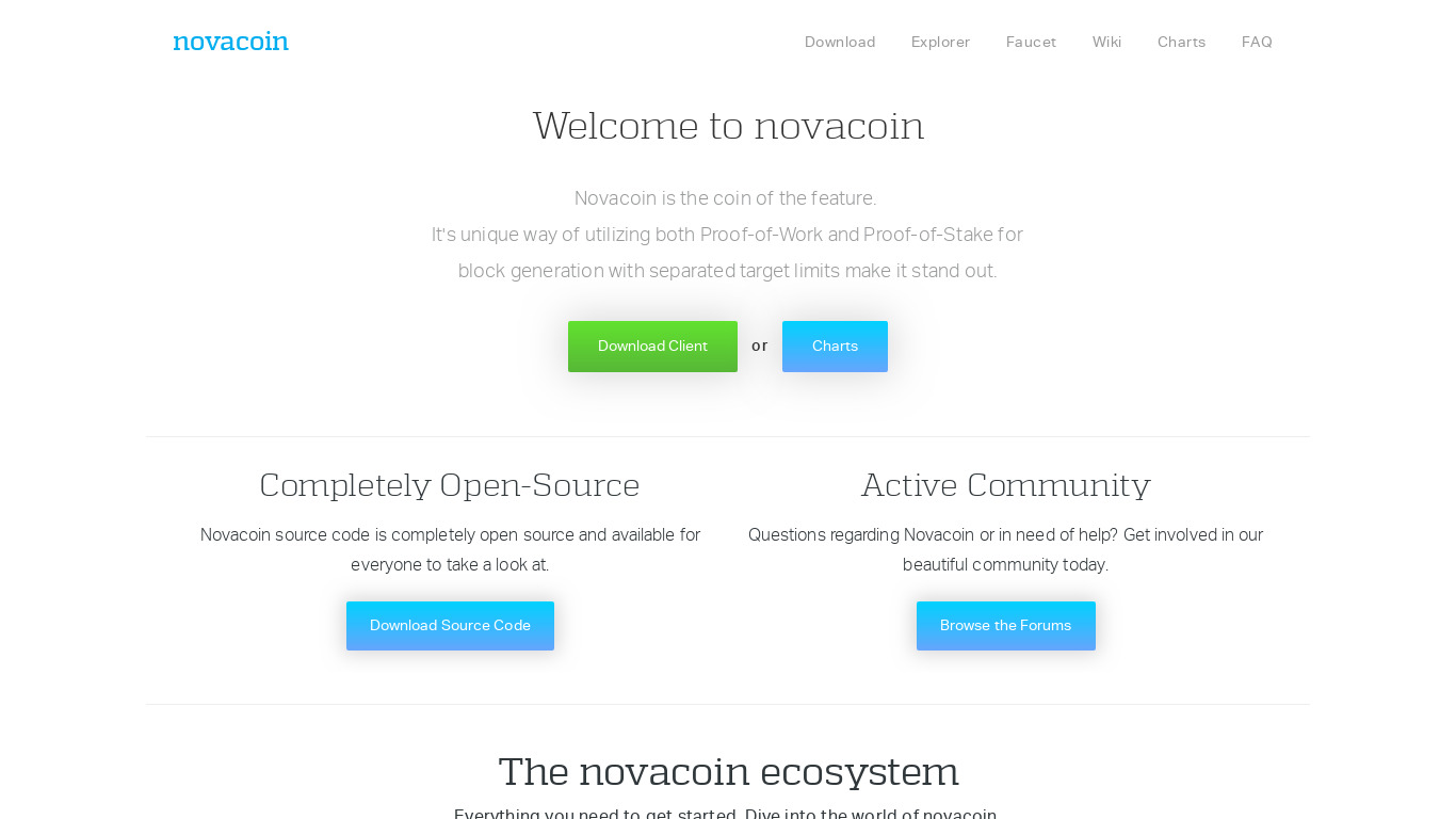 NovaCoin Landing page