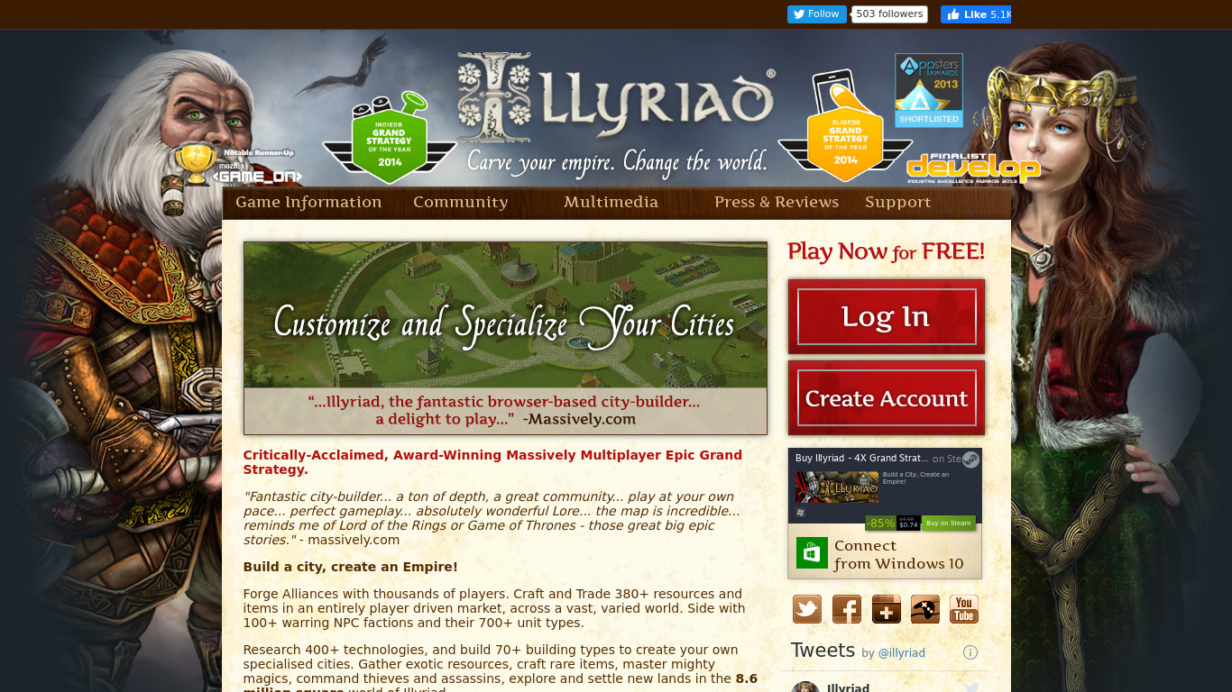 Illyriad Landing page
