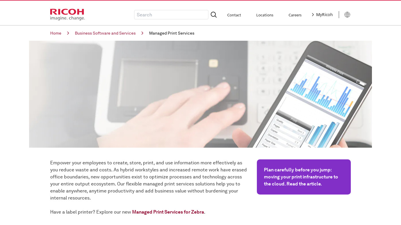 Ricoh Managed Print Services Landing page