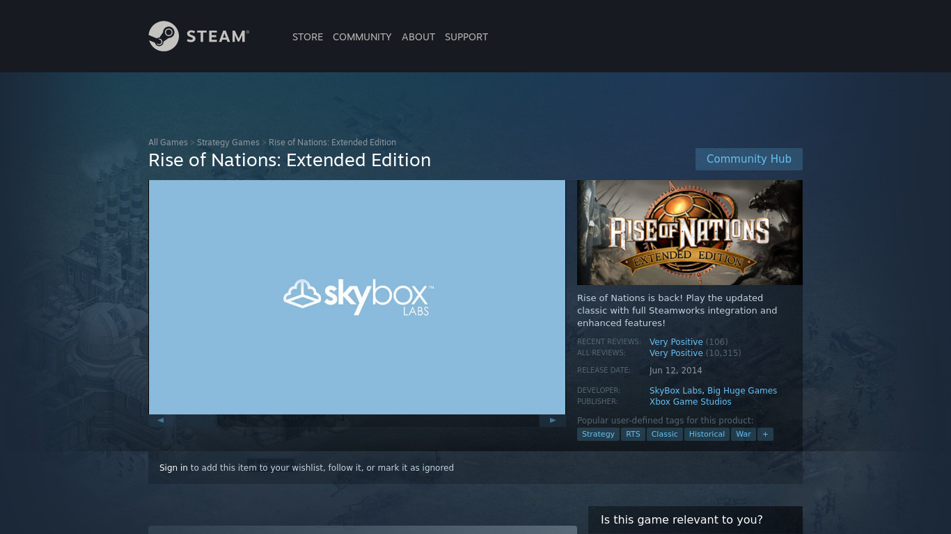 Rise of Nations Extended Edition Landing page