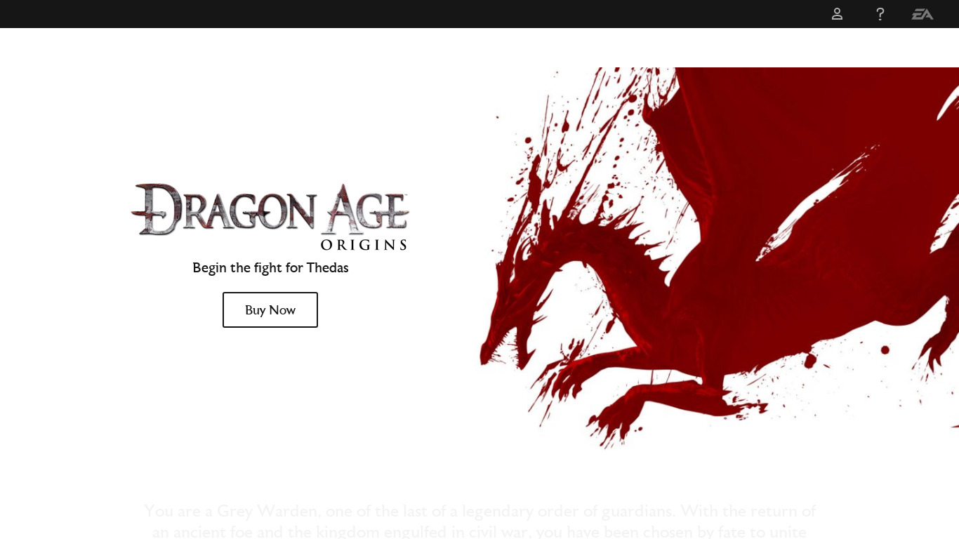 ea.com Dragon Age: Origins Landing page