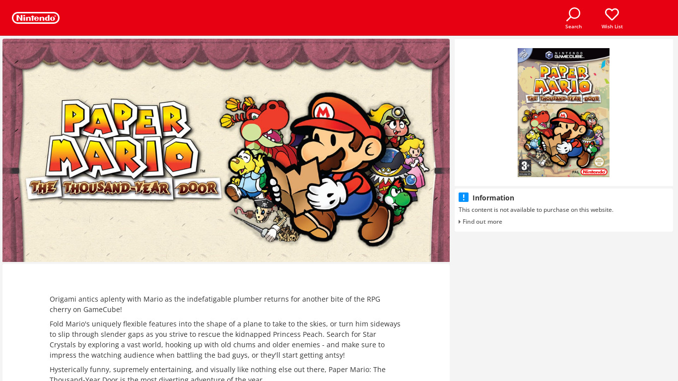Paper Mario: The Thousand-Year Door Landing page