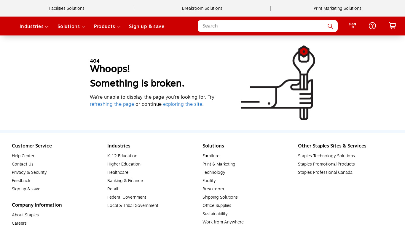 Staples Managed Print Services Landing page