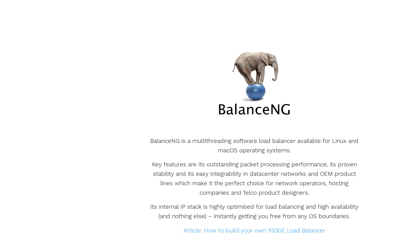 BalanceNG Landing page