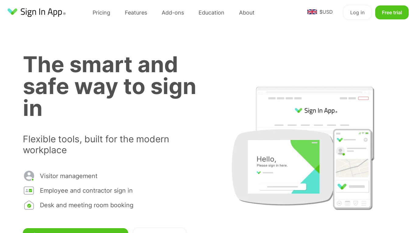 Sign In App Landing page