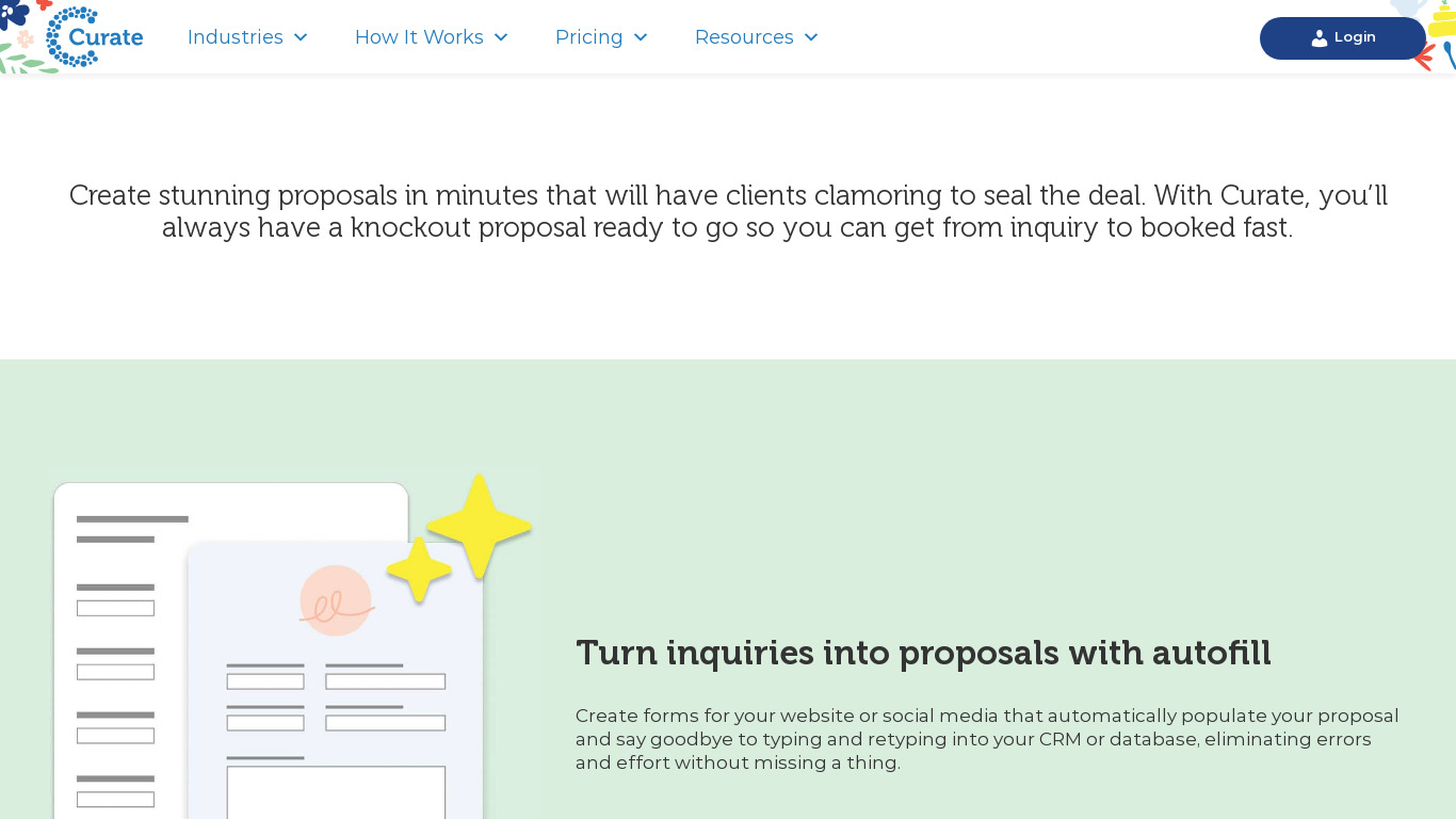 Curate Proposals Landing page