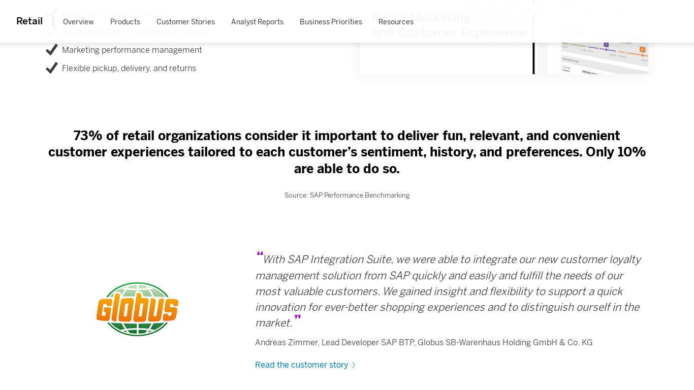 SAP Retail Landing page