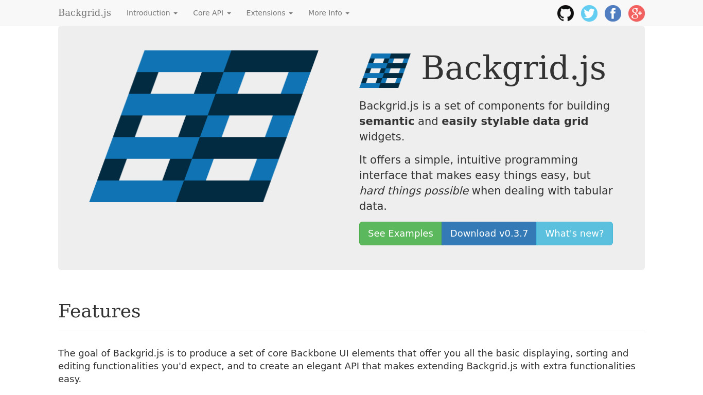Backgrid.js Landing page