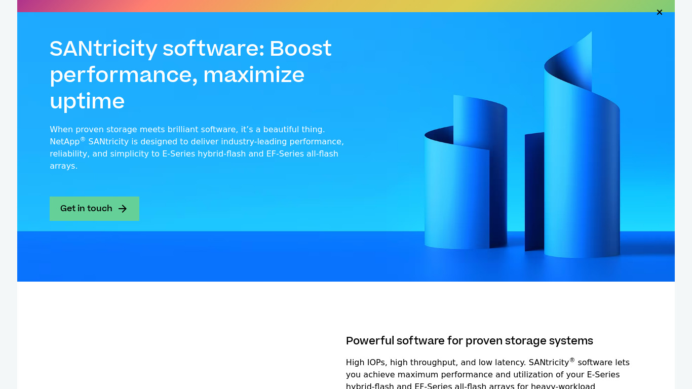 SANtricity Software Landing page