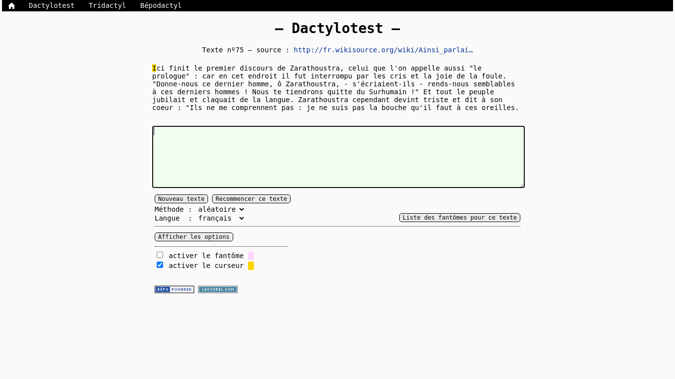 Dactylotest Landing page