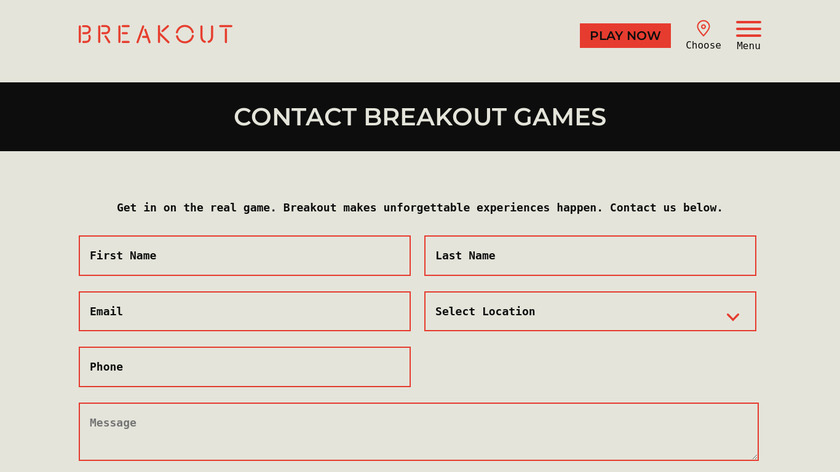 BreakOut Contacts Landing Page