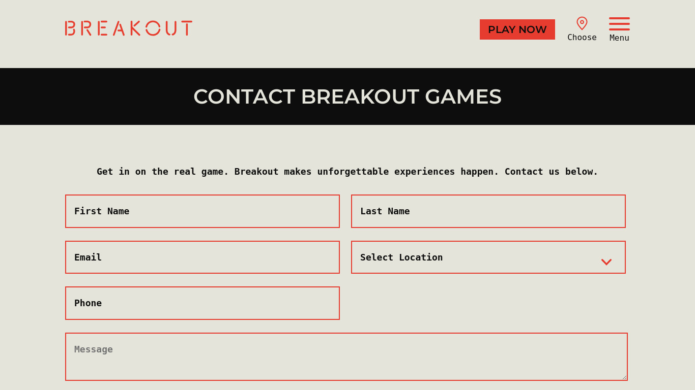 BreakOut Contacts Landing page