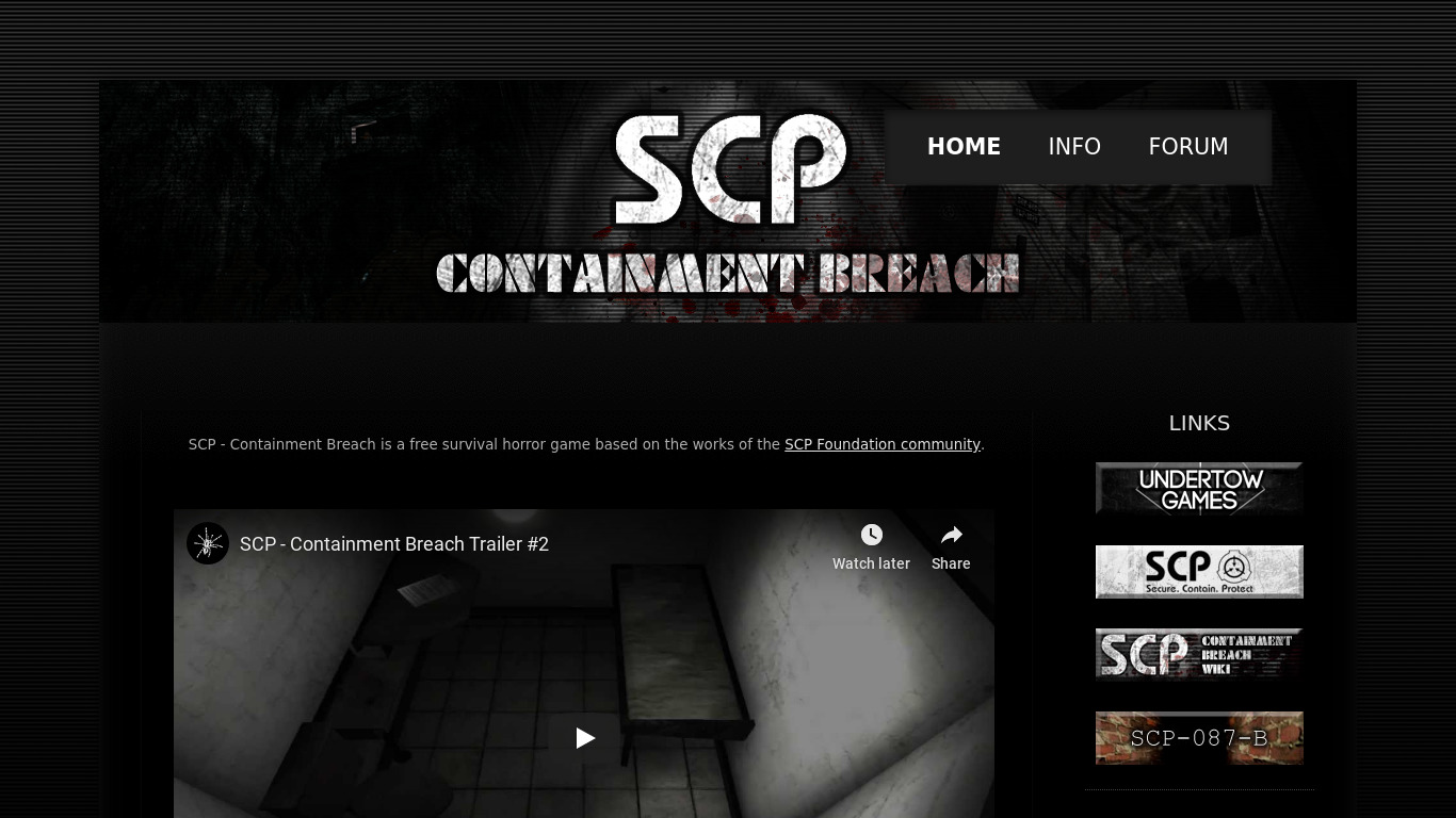 SCP: Containment Breach Landing page