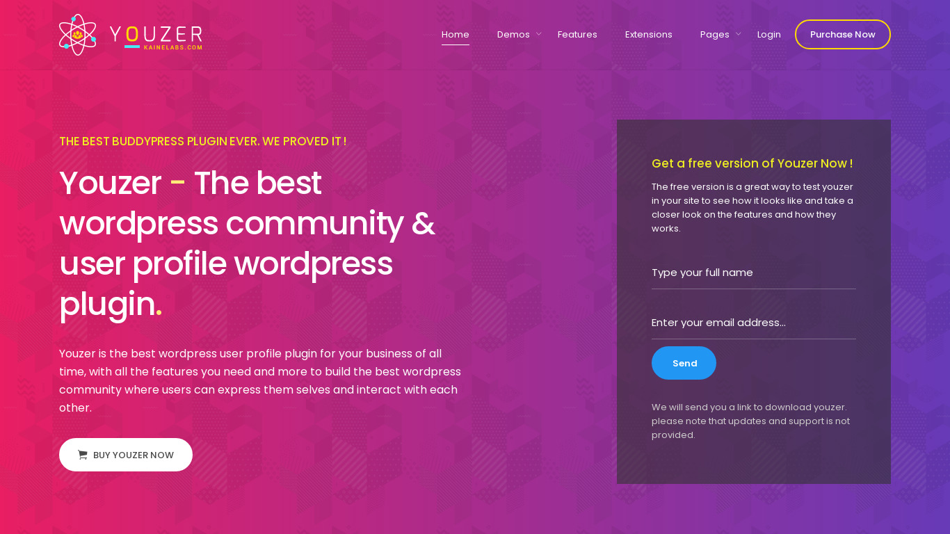 YOUZER Landing page