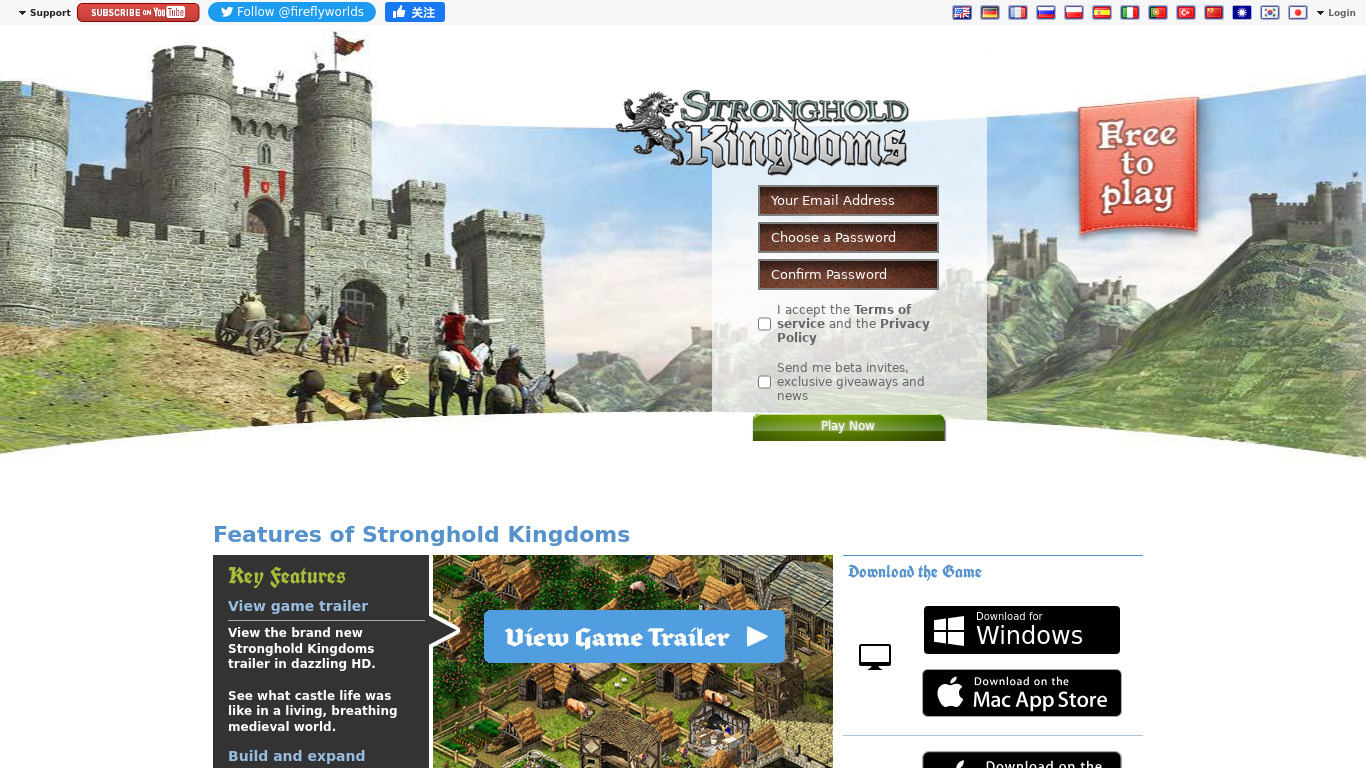 Stronghold Kingdoms Landing page