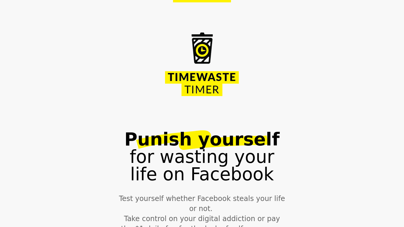 Timewaste Timer Landing page