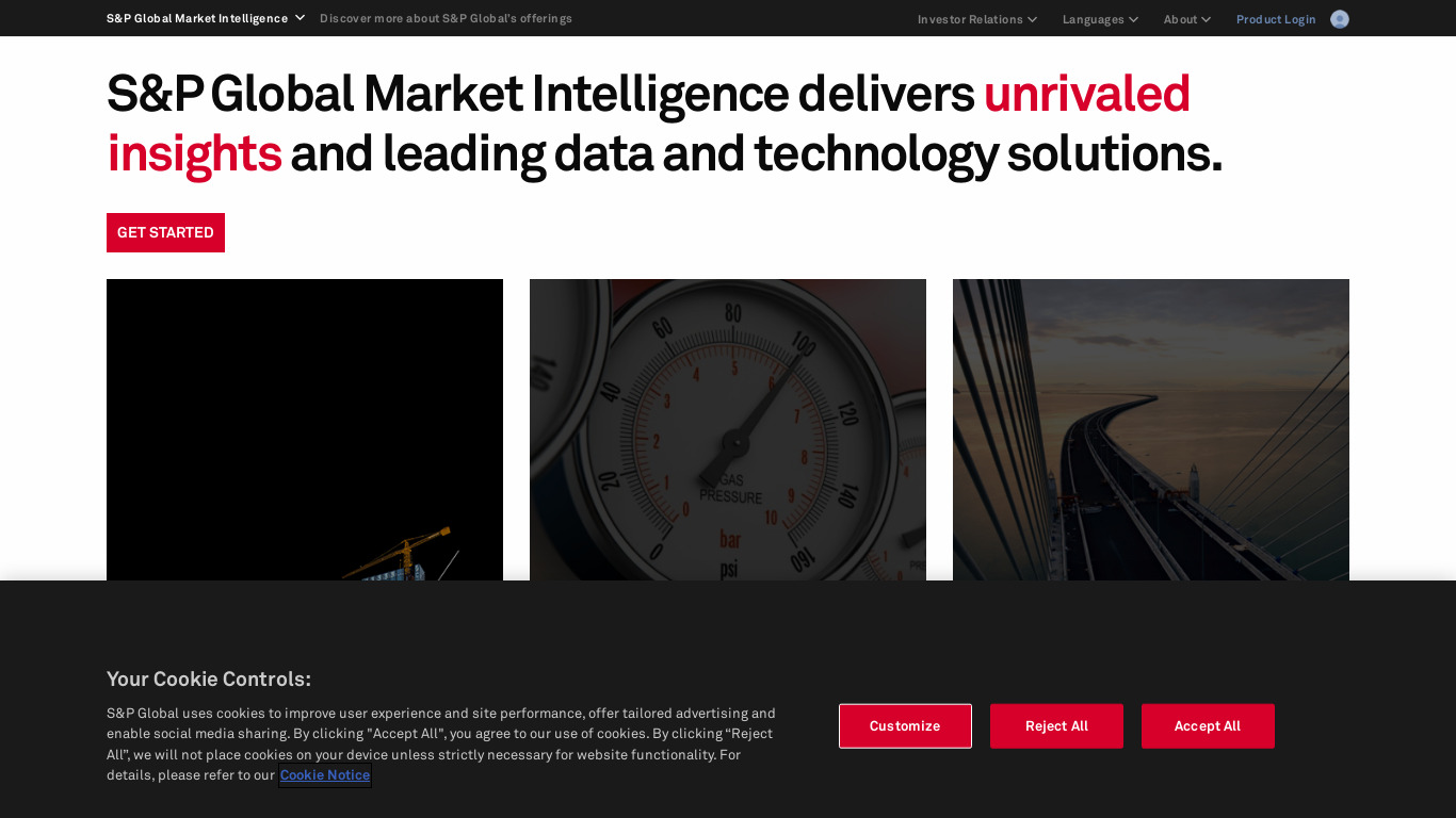 S&P Global Market Intelligence Landing page