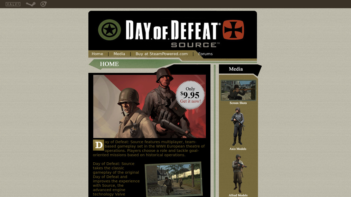 Day of Defeat: Source Landing page