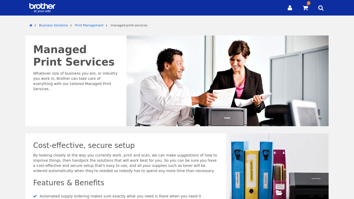 Brother Managed Print Services Landing page