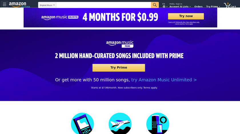 Amazon Prime Music Landing Page