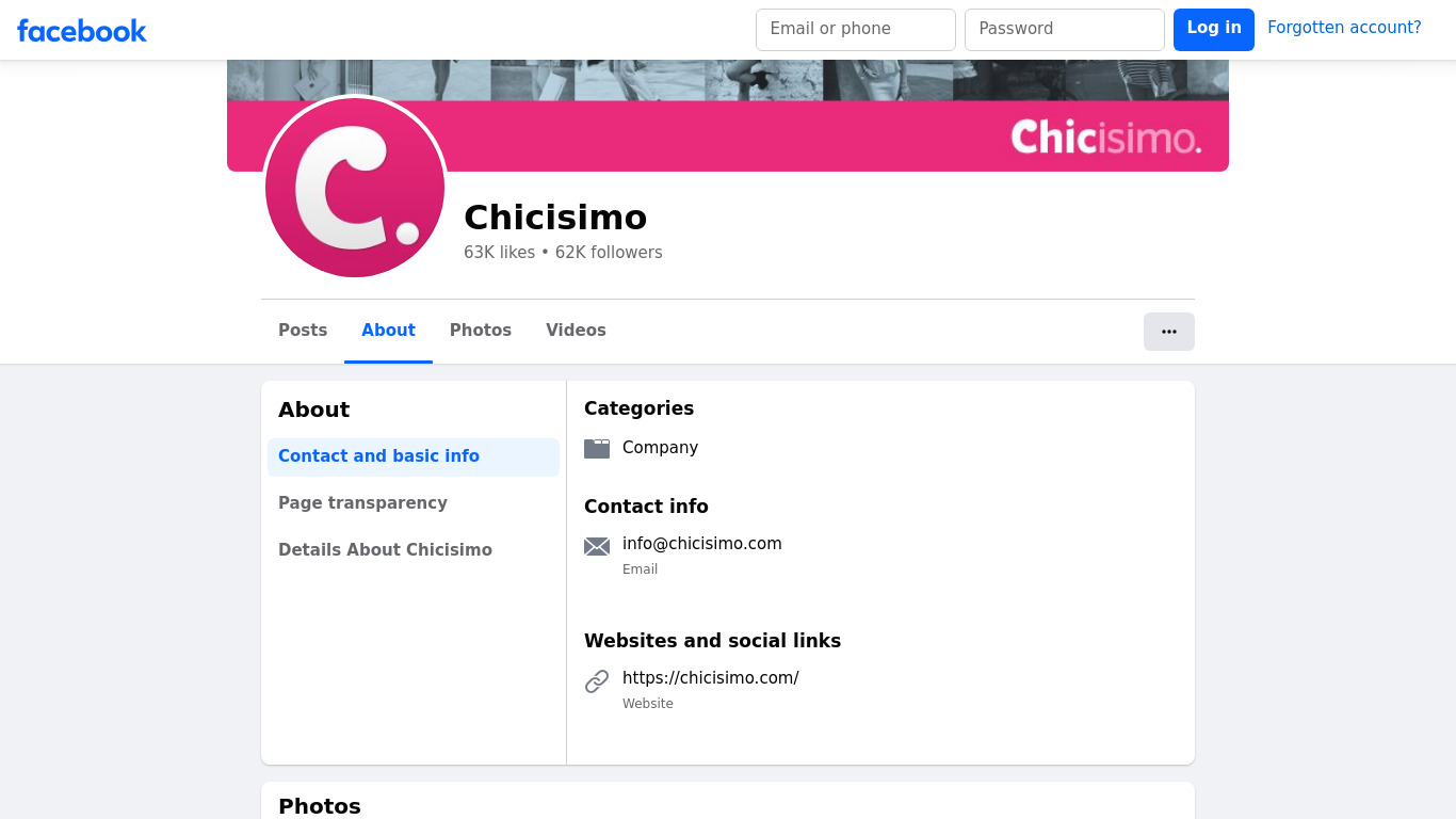 Chicisimo Landing page